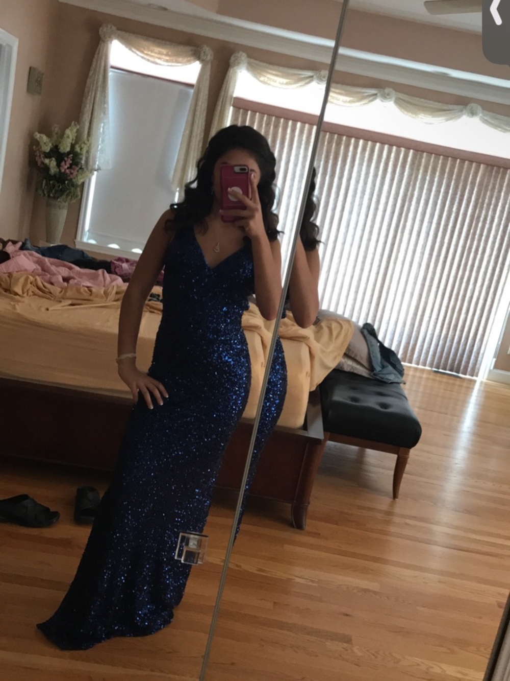 Primavera Couture Navy Blue Sequined Gown 💙